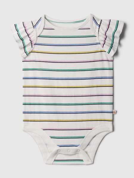White Print Crew Neck Flutter Sleeve Bodysuit (Newborn-5yrs) (568150) | £8
