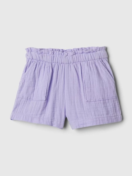 Purple Crinkle Cotton Baby Pull On Short (568566) | £12