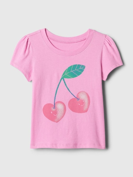 Pink Graphic Short Flutter Sleeve Crew Neck T-Shirt (Newborn-5yrs) (568657) | £8