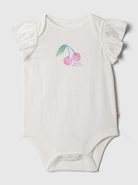 White Cherry Ruffle Short Sleeve Bodysuit (Newborn-5yrs) (568915) | £8