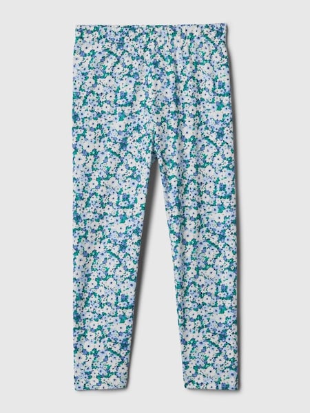 Blue Floral Pull On Ribbed Knit Leggings (Newborn-5yrs) (569238) | £8