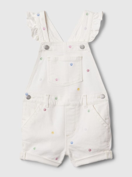 White Spot Print Ruffle Sleeve Short Baby Dungarees (Newborn-5yrs) (569689) | £30