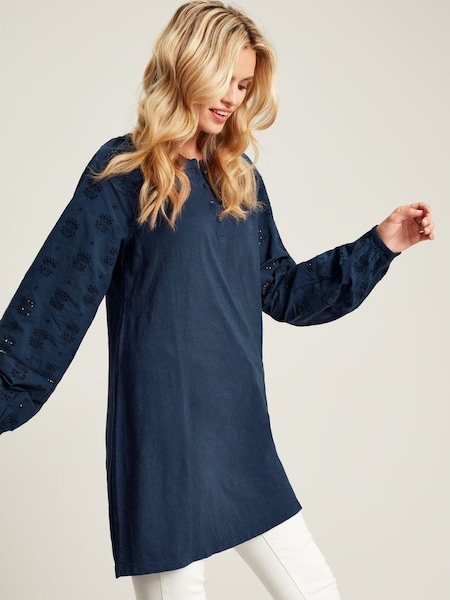 Outlet Ria Navy Broderie/Jersey Tunic (571255) | £27