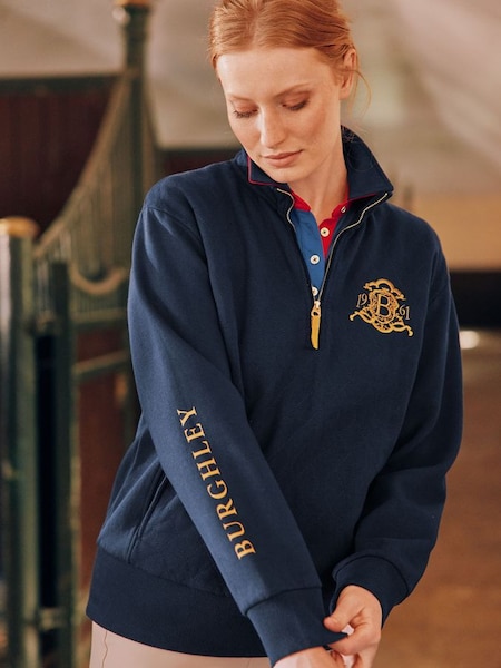 Official Burghley Blue Quarter Zip Quilted Sweatshirt (571595) | £38