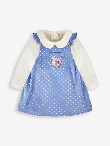 Blue Girls' Mouse Embroidered Cord Baby Dress & Body Set (573688) | £29.50