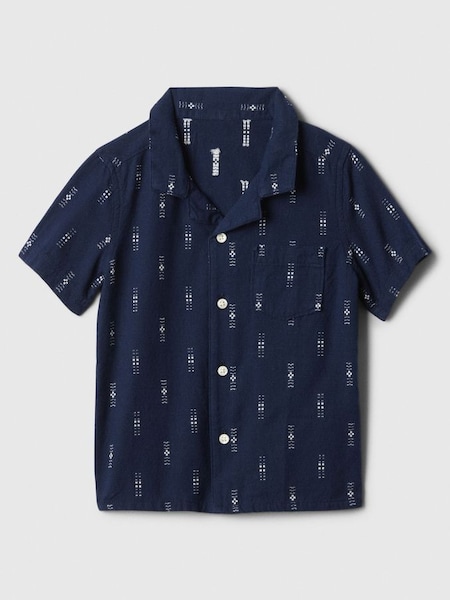 Blue Linen-Blend Holiday Short Sleeve Shirt (6mths-5yrs) (574096) | £18