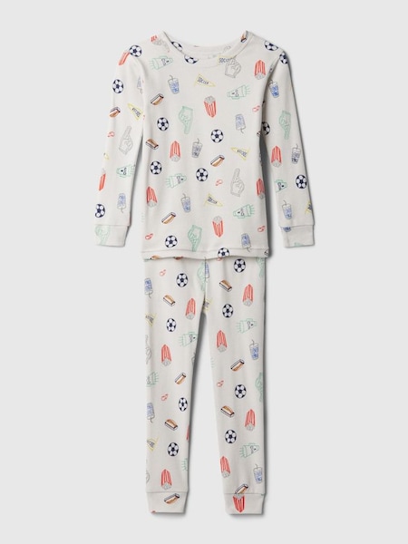Beige/Red Organic Cotton Graphic Print Pyjama Set (12mths-5yrs) (574144) | £18