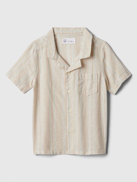Beige Linen-Blend Holiday Short Sleeve Shirt (6mths-5yrs) (574271) | £18