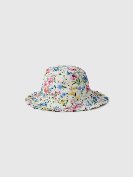 White Floral Organic Cotton Reversible Bucket Hat (574516) | £12