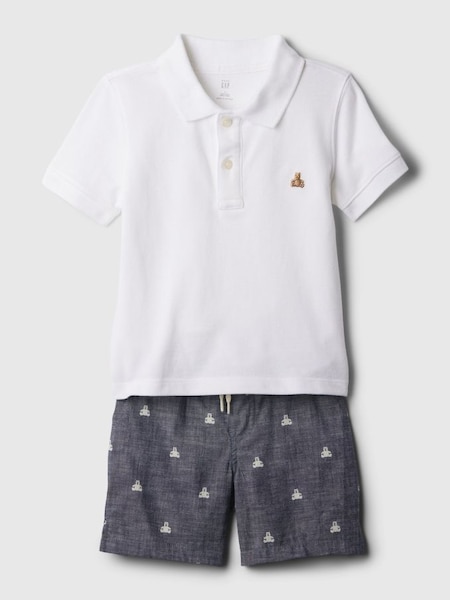 White Brannan Bear Baby Polo and Shorts Outfit Set (6mths-5yrs) (574621) | £30