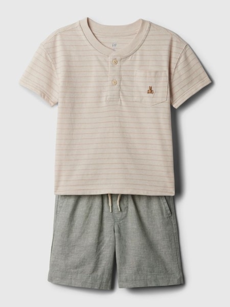 Beige Brannan Bear Baby Henley T-shirt and Shorts Outfit Set (6mths-5yrs) (574706) | £30
