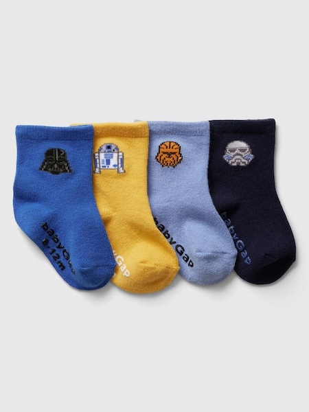 Blue and Yellow Star Wars Crew Socks 4 Pack (575266) | £10