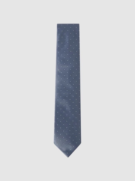 Silk Polka Dot Tie in Airforce Blue (578417) | £48