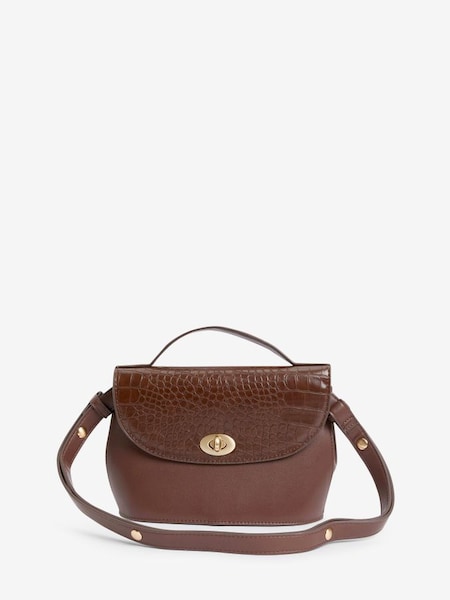 Claire Brown Faux Leather Croc Effect Cross Body Bag (580353) | £39.95