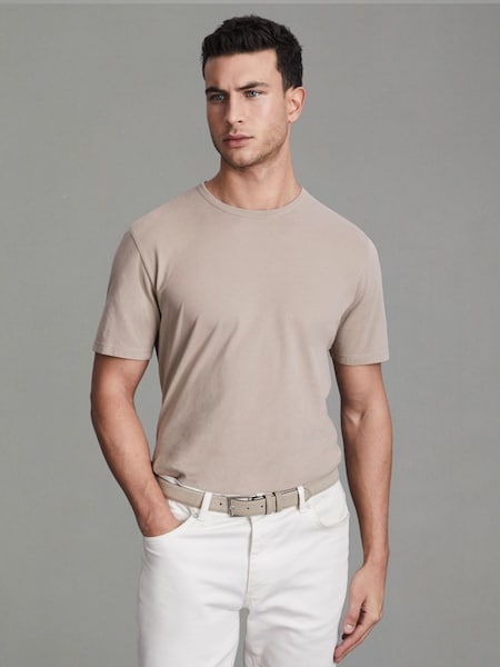 Cotton Crew Neck T-Shirt in Mink (584570) | £35