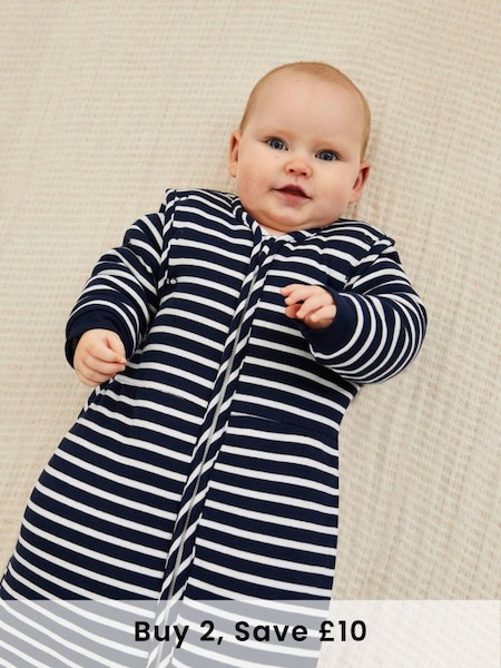 Navy Stripe 3.5 tog Baby Sleeping Bag in Navy Ecru Stripe (584670) | £39