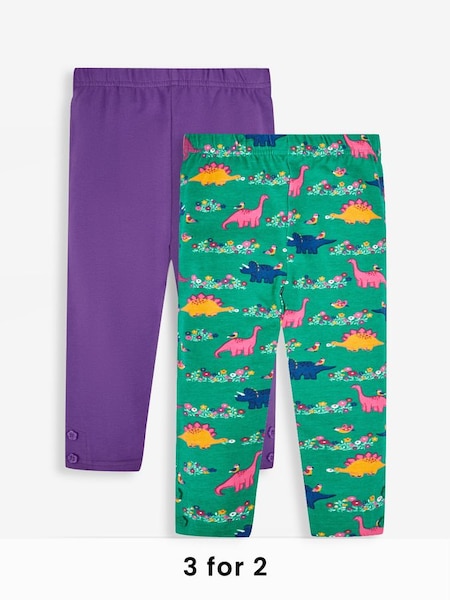 Green Dino & Purple Girls' 2-Pack Leggings (585257) | £14
