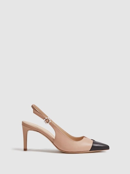 Camilla Elphick Slingback Kitten Heels in Taupe/Black (586421) | £260