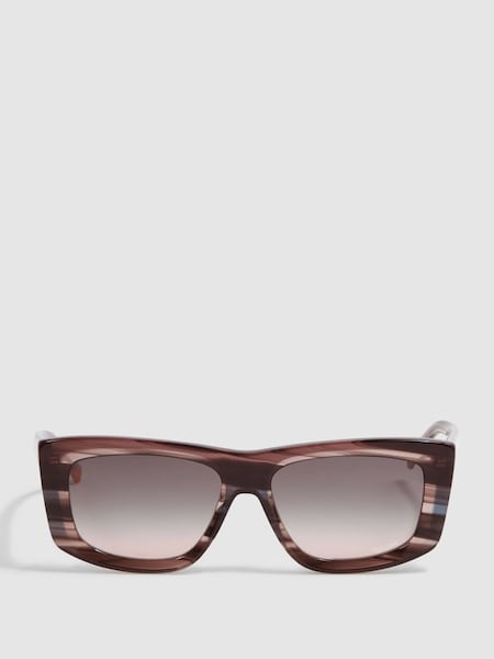 Missoni Eyewear Rectangular Striped Sunglasses in Brown (592924) | £175