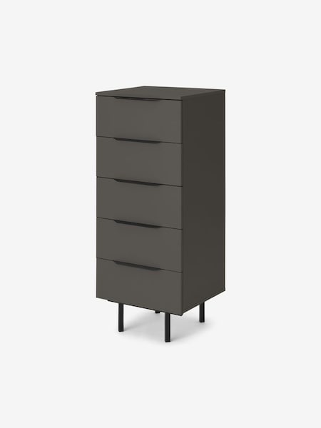 Damien Walnut Effect Tall Chest of Drawers in Graphite Grey (594685) | £329