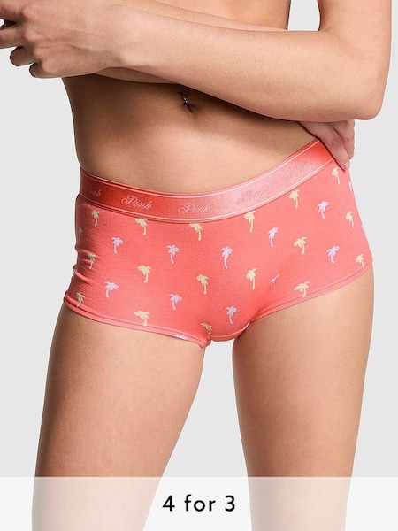Crazy For Coral Pink Palms Short Cotton Logo Knickers (595072) | £9