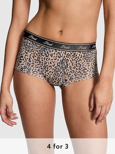 Leopard Brown Short Cotton Logo Knickers (595581) | £9