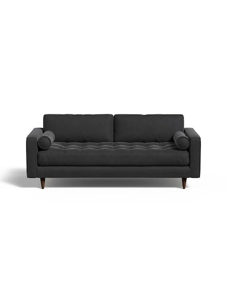 Scott 3 Seater Sofa in Matt Velvet Charcoal Grey (600471) | £1,050