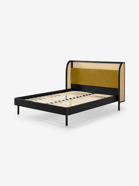 Ankhara Bed in Black Stain Oak and Rattan (605191) | £899 - £999