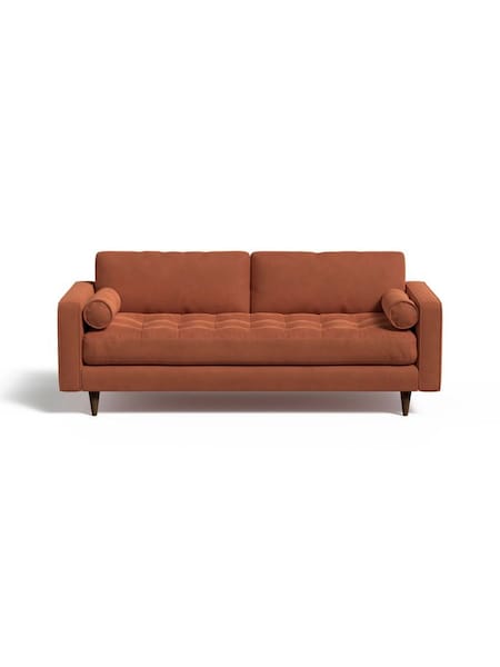 Scott 3 Seater Sofa in Matt Velvet Burnt Orange (607666) | £1,050