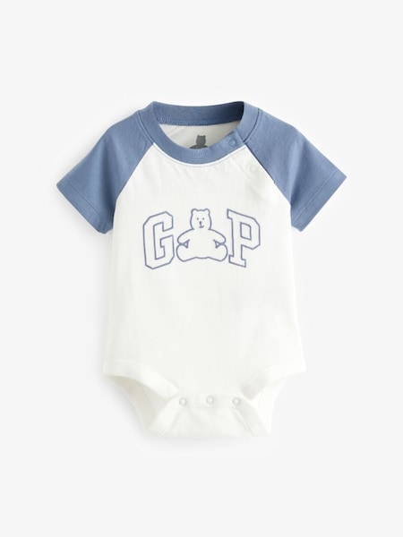 Blue Organic Cotton Logo Baby Bodysuit (612523) | £8