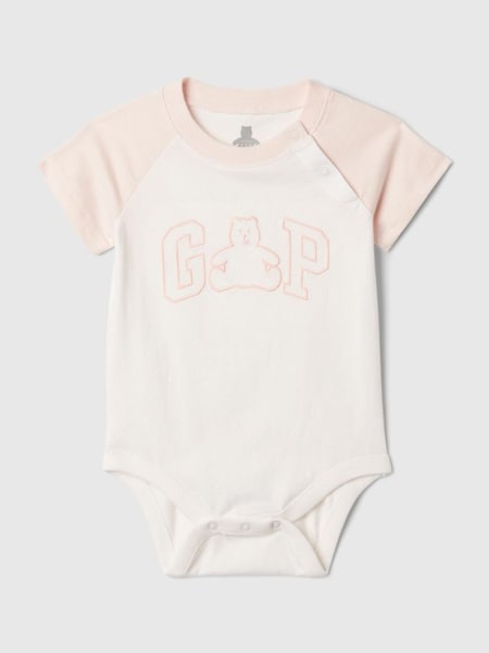 Pink Organic Cotton Logo Baby Bodysuit (612816) | £8