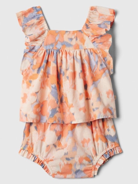 Orange Baby Linen-Cotton Blend Print Outfit Set (Newborn-24mths) (612905) | £25