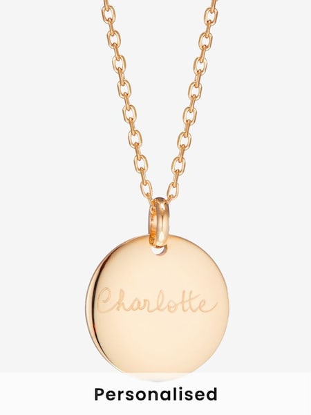 18k Gold Plated Merci Maman Personalised Signature Disc Necklace (613752) | £89