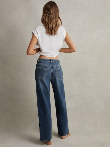 Petite Mid Rise Straight Leg Jeans in Mid Blue (615764) | £110