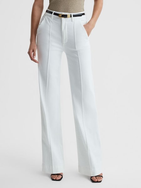 Paige High Rise Wide Leg Trousers in White (615853) | £280