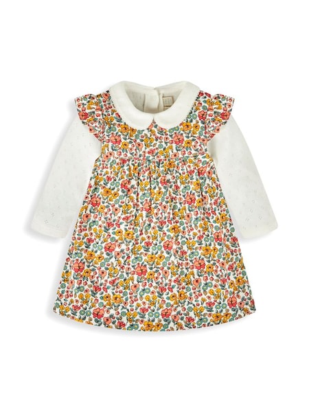 Yellow Autumn Floral Girls' 2-Piece Cord Baby Dress & Body Set (615916) | £29.50