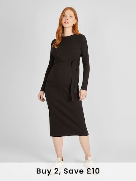 Black Ribbed Jersey Maternity Dress (620705) | £36