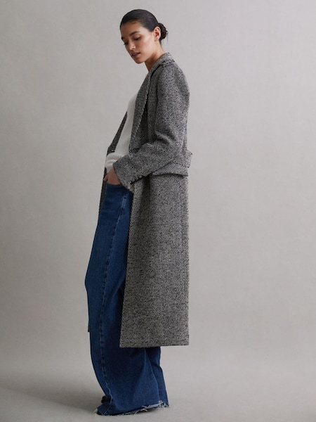 Wool Blend Herringbone Coat in Grey (629209) | £328