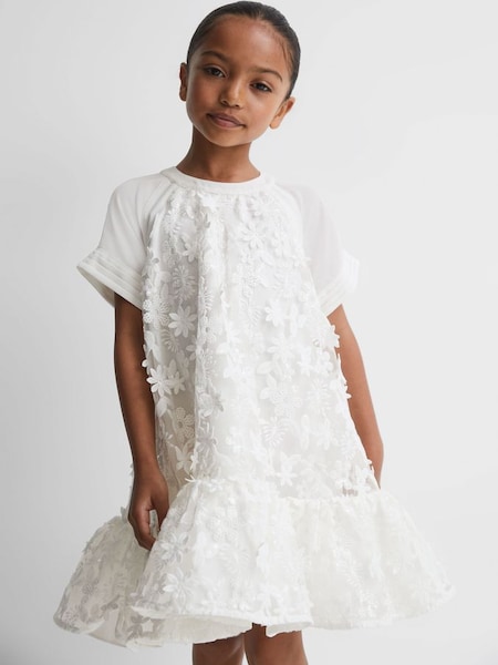 Junior Embellished Flared Dress in Ivory (631974) | £80