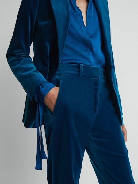Velvet Flared Suit Trousers in Blue (632541) | £98