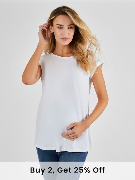 White Boyfriend Cotton Maternity T-Shirt (632561) | £16.50