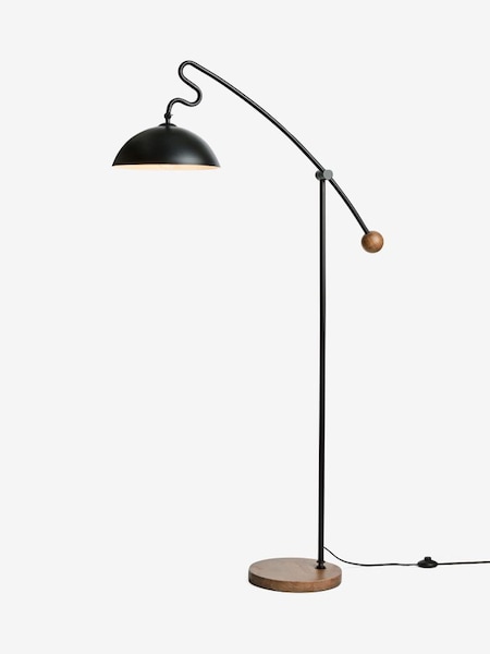 Avery Floor Lamp in Black/Wood (636045) | £189