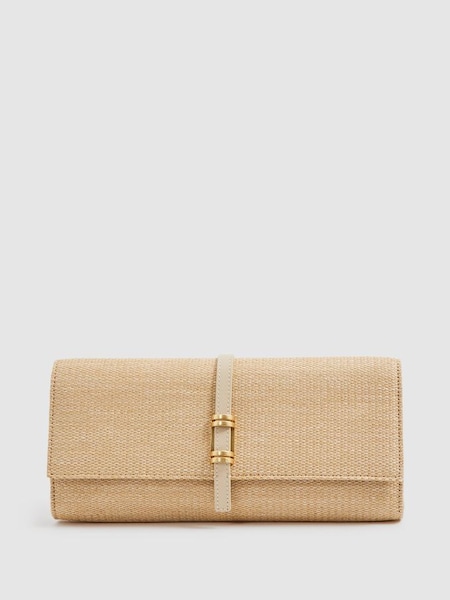 Raffia Baguette Clutch Bag in Natural (642229) | £108