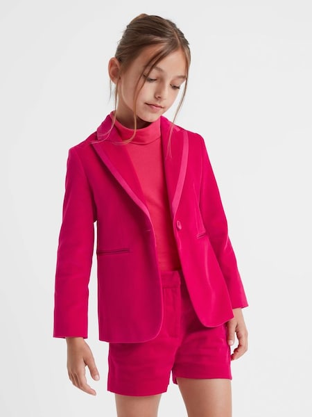 Junior Single Breasted Velvet Blazer in Bright Pink (642412) | £55