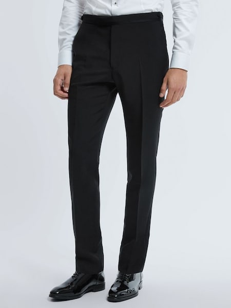 Atelier Wool Blend Slim Fit Tuxedo Trousers in Black (643985) | £348