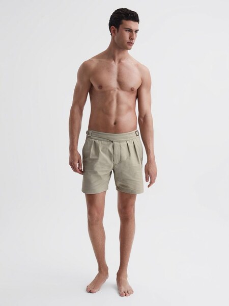 Hemingsworth Front Pleat Swim Shorts in Stone (661415) | £140