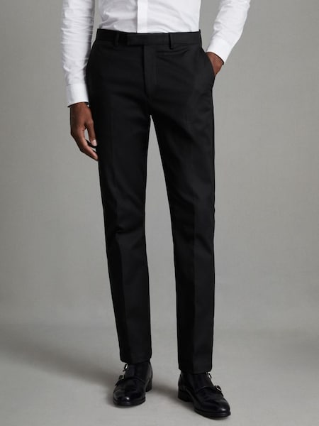 Slim Fit Cotton Blend Chinos in Black (661983) | £118