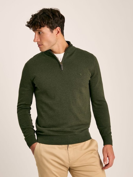 Hillside Green Quarter Zip Knitted Jumper (663478) | £59.95