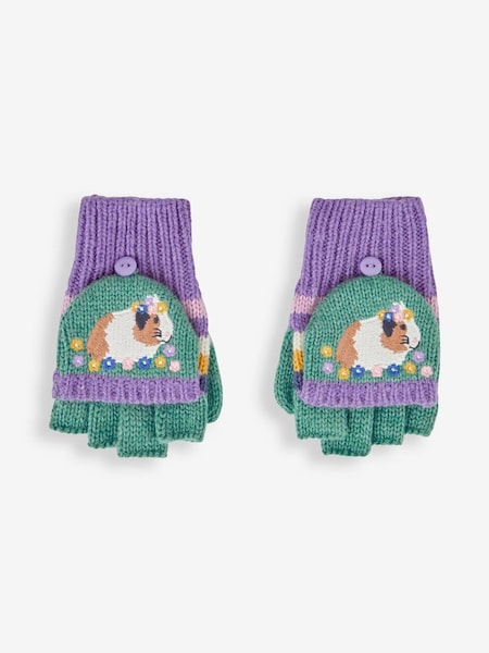 Green Girls' Guinea Pig Striped Gloves (665975) | £15.50