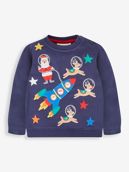 Navy Christmas Space Scene Appliqué Sweatshirt (687956) | £24.50